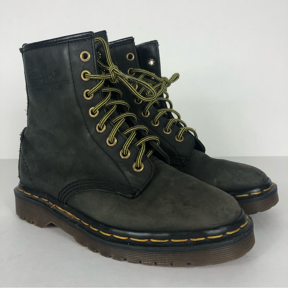Dr Martens Soft Leather Lace Up Distressed Vintage Boots Black Youth Size 3